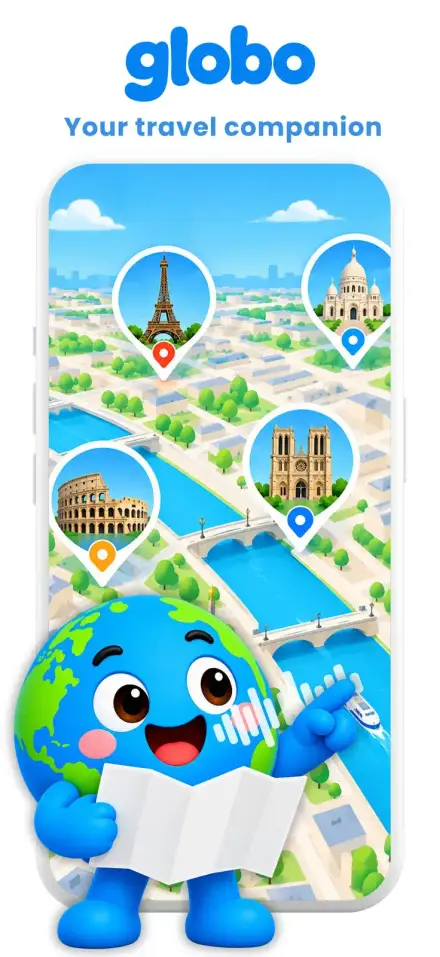 Globo app preview — scan a landmark and meet its story